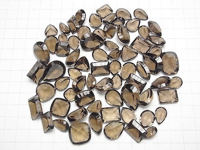 [Video]High Quality Smoky Quartz AAA Loose stone Concave Cut Mixed Shape 5pcs