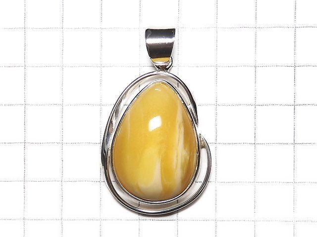 [Video][One of a kind] Baltic Amber Pendant Silver925 Honey Color NO.17