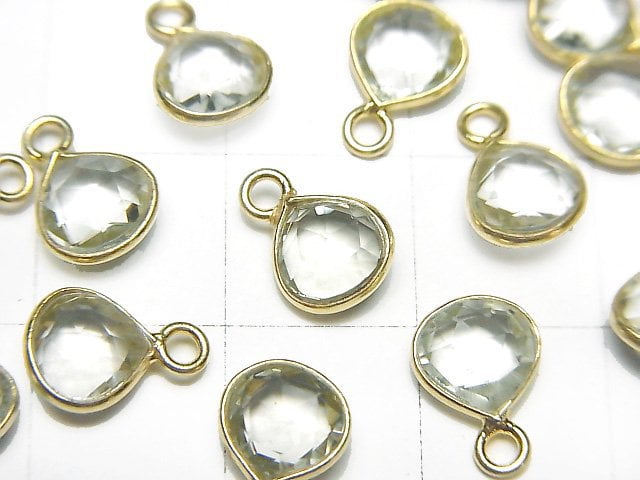 [Video]High Quality Green Amethyst AAA Bezel Setting Chestnut Shape 7x7mm 18KGP 4pcs