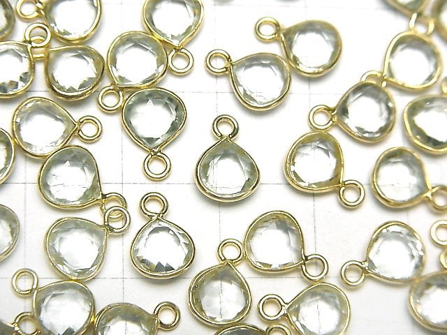 [Video]High Quality Green Amethyst AAA Bezel Setting Chestnut Shape 7x7mm 18KGP 4pcs