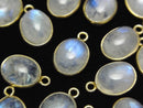 Bezel Setting, Oval, Rainbow Moonstone Gemstone Beads