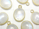 [Video]High Quality Rainbow Moonstone AAA- Bezel Setting Oval 12x10mm 18KGP 2pcs