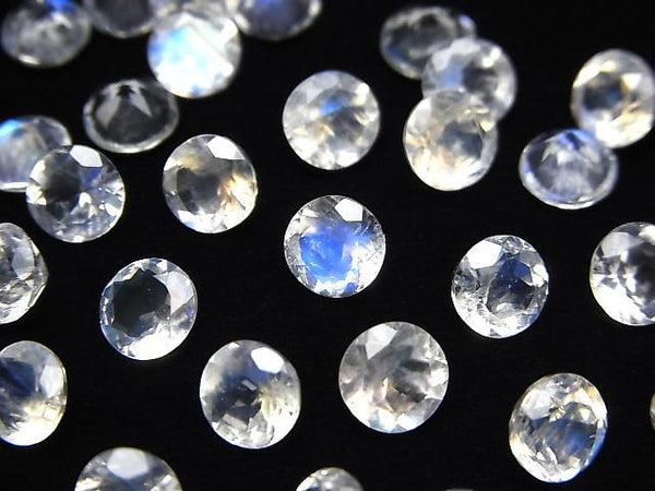 [Video]High Quality Rainbow Moonstone AAA Loose stone Round Faceted 6x6mm 3pcs