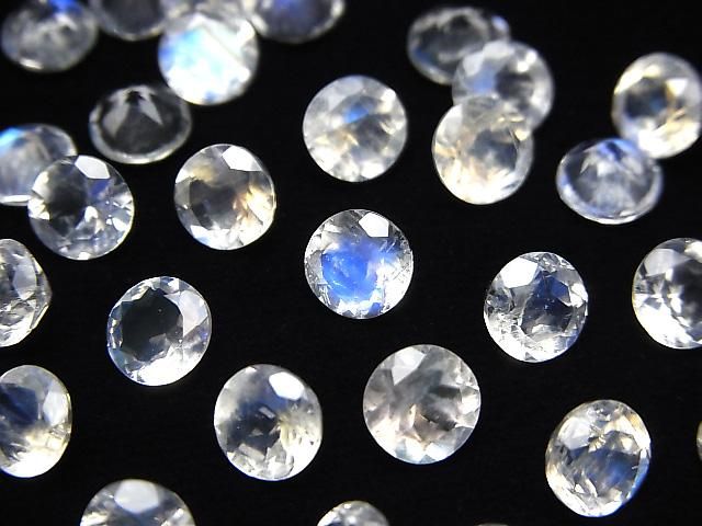 [Video]High Quality Rainbow Moonstone AAA Loose stone Round Faceted 6x6mm 3pcs