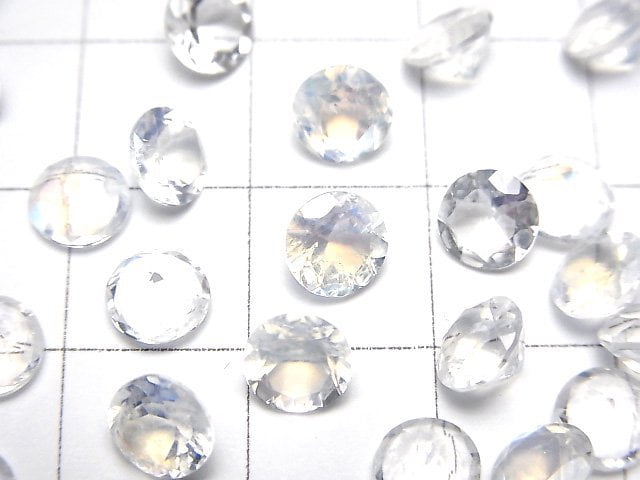 [Video]High Quality Rainbow Moonstone AAA Loose stone Round Faceted 6x6mm 3pcs