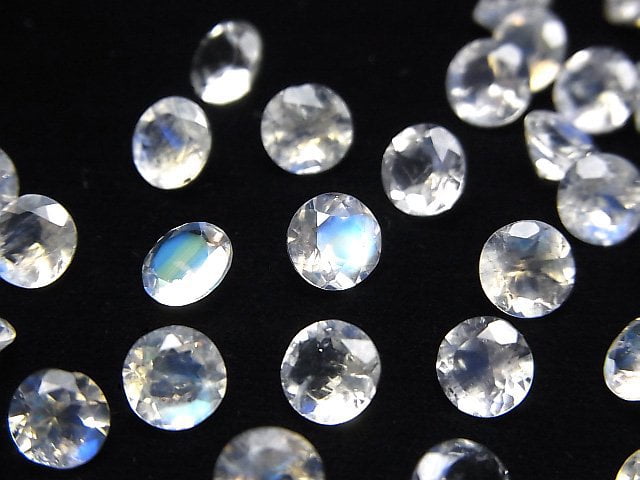 [Video]High Quality Rainbow Moonstone AAA Loose stone Round Faceted 6x6mm 3pcs