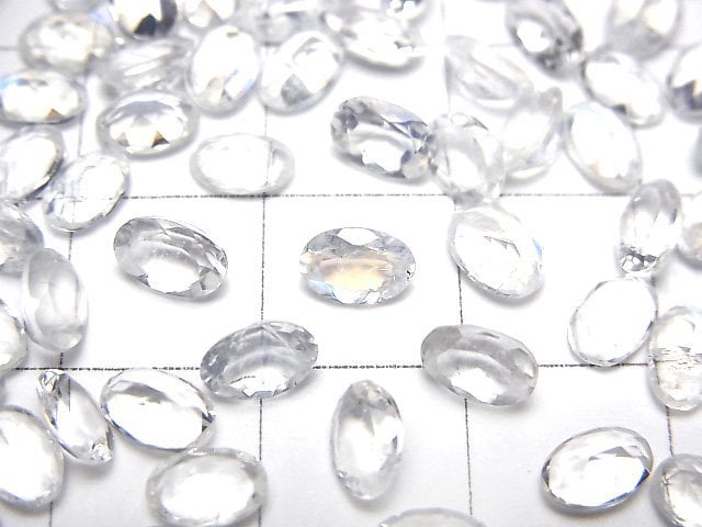 [Video]High Quality Rainbow Moonstone AAA Loose stone Oval Faceted 6x4mm 5pcs