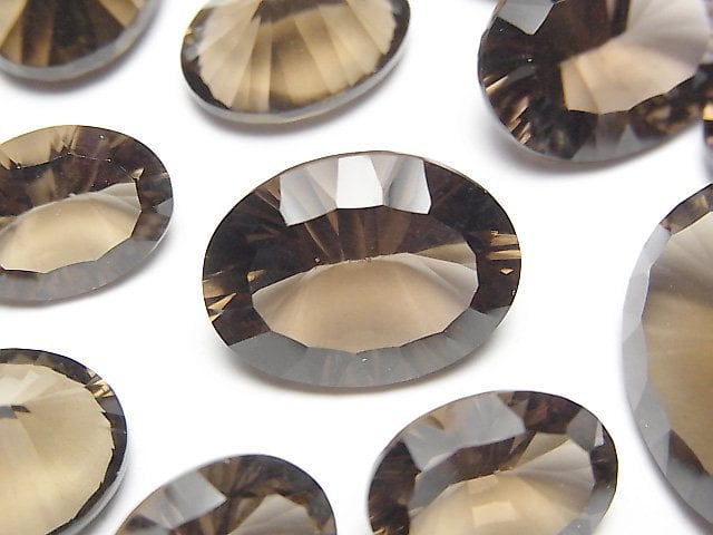 Concave Cut, Oval, Smoky Quartz Gemstone Beads