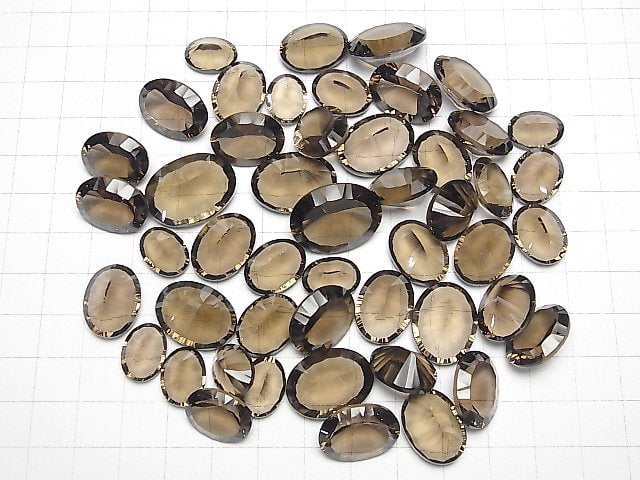 [Video]High Quality Smoky Quartz AAA Loose stone Oval Concave Cut Size Mix 5pcs
