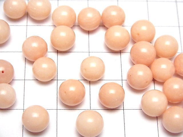 [Video]Light Orange Coral (Dyed) Round 8mm Drilled Hole 4pcs