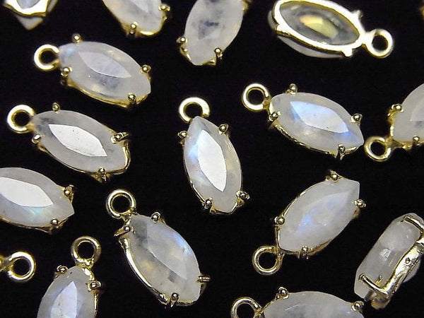 Bezel Setting, Marquise, Rainbow Moonstone Gemstone Beads