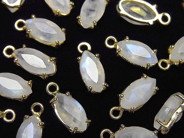 Bezel Setting, Marquise, Rainbow Moonstone Gemstone Beads