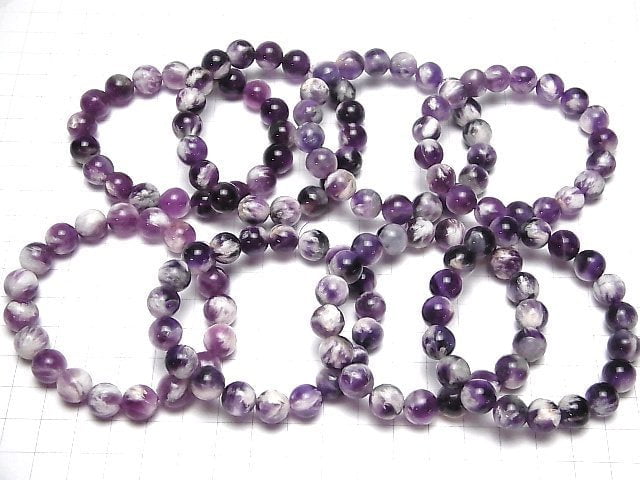 [Video] Purple Angel Feather Fluorite Round 10mm Bracelet