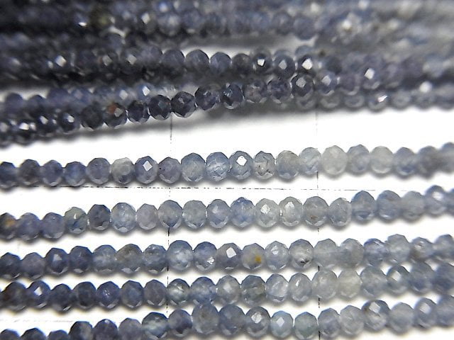 [Video]High Quality! Blue Sapphire AAA- Faceted Round 2-2.5mm half or 1strand beads (aprx.13inch/31cm)