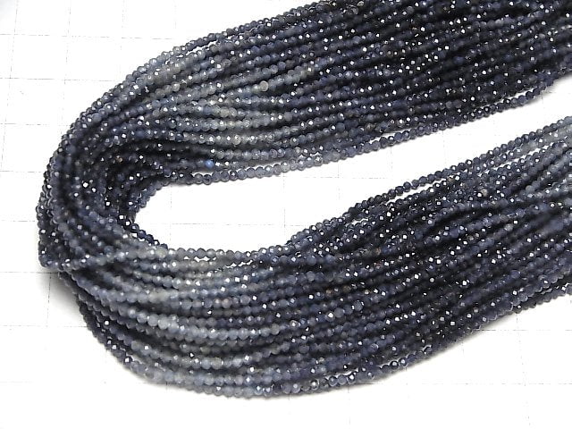 [Video]High Quality! Blue Sapphire AAA- Faceted Round 2-2.5mm half or 1strand beads (aprx.13inch/31cm)