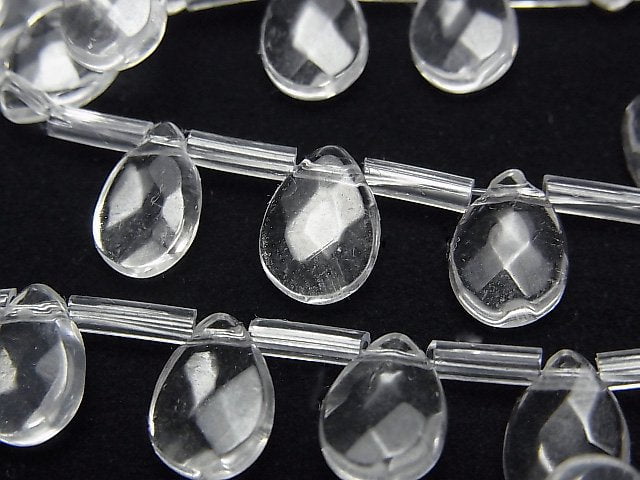 Crystal Quartz, Faceted Briolette, Pear Shape Gemstone Beads