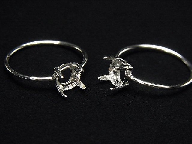 [Video] Silver925 Ring Frame (Prong Setting) Round Faceted 5.5mm Rhodium Plated 1pc