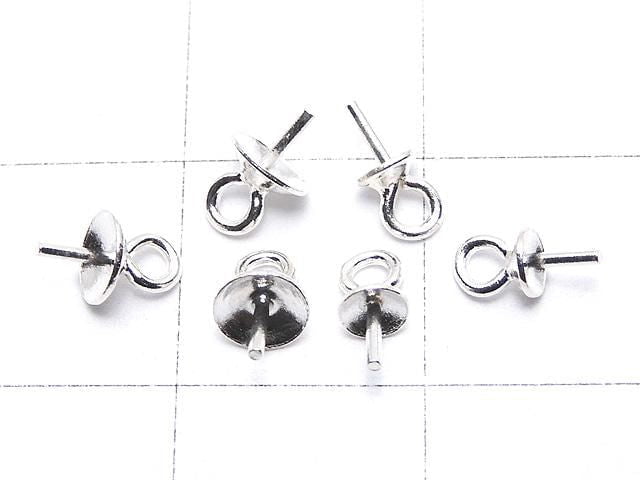 Silver 925 Screw Eye Pins, No Coating, 4pcs