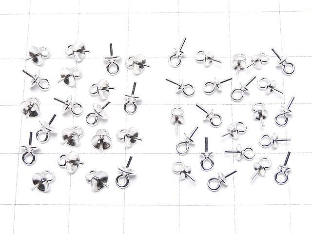 Silver 925 Screw Eye Pins, No Coating, 4pcs
