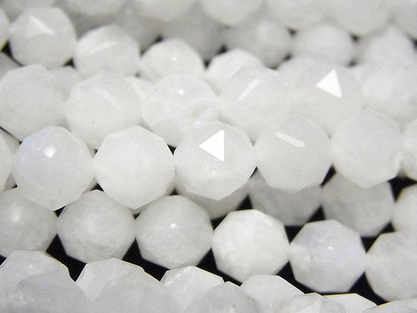 Faceted Round, Rainbow Moonstone Gemstone Beads