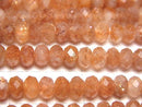 [Video]High Quality! Sunstone AAA- Faceted Button Rondelle 6x6x3mm half or 1strand beads (aprx.15inch/37cm)