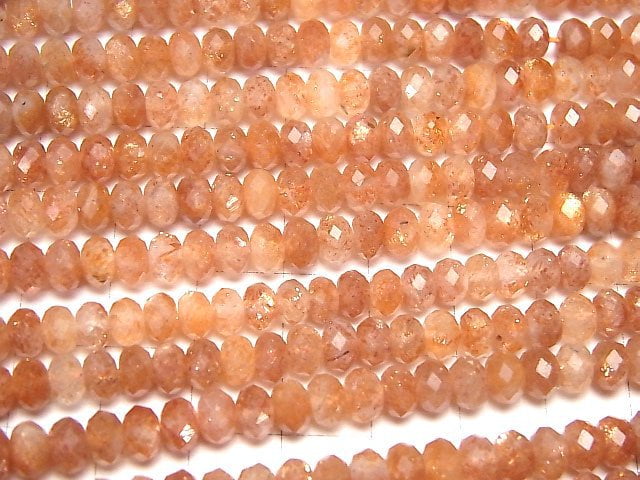 [Video]High Quality! Sunstone AAA- Faceted Button Roundel 6x6x3mm half or 1strand beads (aprx.15inch/37cm)