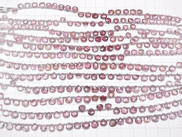 [Video]High Quality Pink-Red Spinel AA++ Chestnut Faceted Briolette half or 1strand beads (aprx.7inch/18cm)