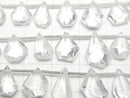 [Video]High Quality White Topaz AAA- Rough Drop-Faceted Pear Shape 1strand beads (aprx.6inch/16cm)