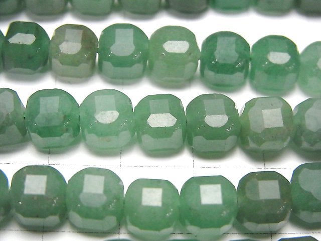 [Video]High Quality! Green Aventurine Cube Shape 7x7x7mm half or 1strand beads (aprx.15inch/37cm)