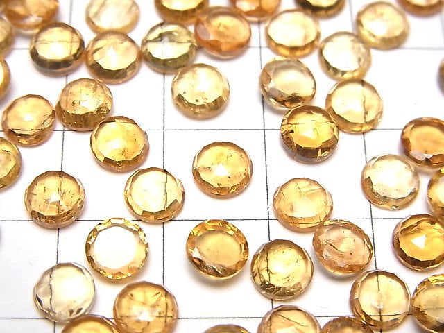 [Video]High Quality Imperial Topaz AAA- Round Rose Cut 6x6mm 3pcs