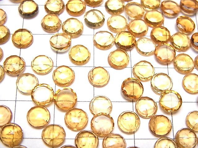 [Video]High Quality Imperial Topaz AAA- Round Rose Cut 6x6mm 3pcs