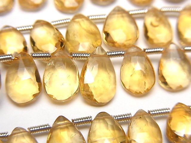 Citrine, Faceted Briolette, Pear Shape Gemstone Beads