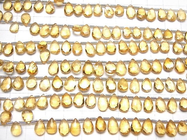 [Video]High Quality Citrine AA++ Pear shape Faceted Briolette half or 1strand beads (aprx.7inch/18cm)