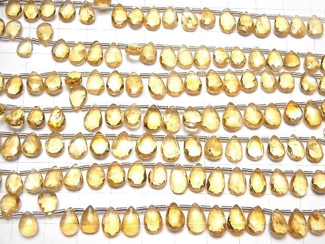 [Video]High Quality Citrine AA++ Pear shape Faceted Briolette half or 1strand beads (aprx.7inch/18cm)