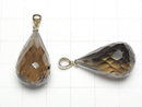 [Video]High Quality Smoky Quartz AAA Faceted Drop Pendant 25x15x15mm 14KGP 1pc