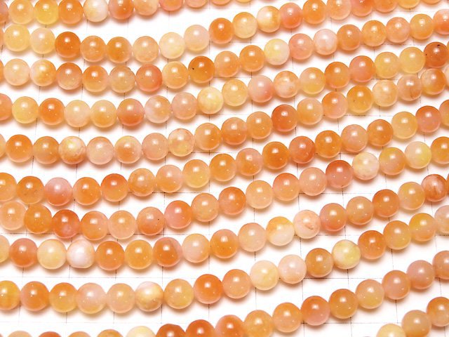 Orange Jade Round 6mm 1strand beads (aprx.15inch/36cm)