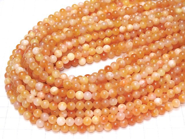 Orange Jade Round 6mm 1strand beads (aprx.15inch/36cm)