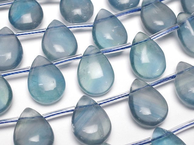 [Video] Blue green Fluorite AA++ Pear shape (Smooth) 14x10mm half or 1strand beads (aprx.6inch/16cm)