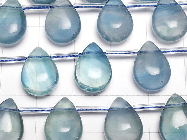 [Video] Blue green Fluorite AA++ Pear shape (Smooth) 14x10mm half or 1strand beads (aprx.6inch/16cm)