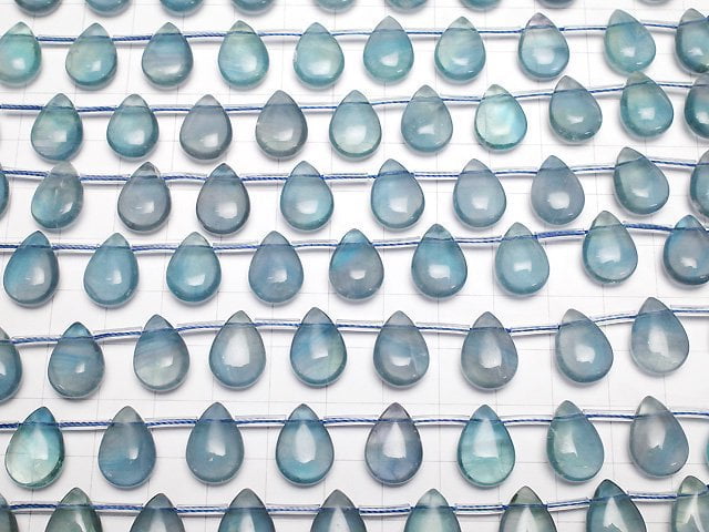 [Video] Blue green Fluorite AA++ Pear shape (Smooth) 14x10mm half or 1strand beads (aprx.6inch/16cm)