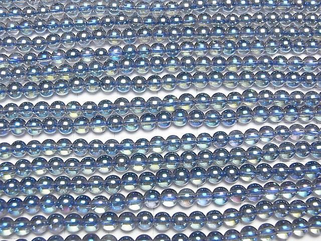 [Video] Blue Flash Crystal Round 4mm 1strand beads (aprx.15inch/37cm)