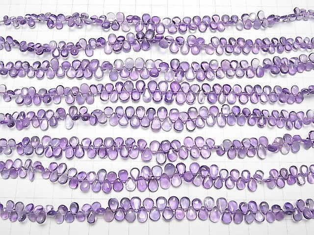 [Video]High Quality Amethyst AAA- Pear shape (Smooth) [Light color] 1strand beads (aprx.7inch/18cm)