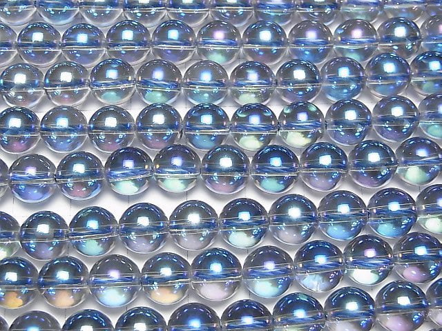 [Video] Blue Flash Crystal Round 8mm half or 1strand beads (aprx.15inch/37cm)