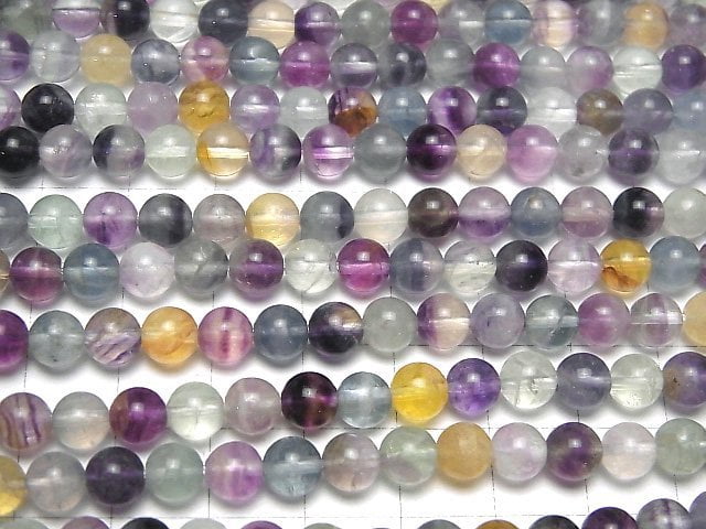 [Video] Multicolor Fluorite AA++ Round 6mm 1strand beads (aprx.15inch/38cm)