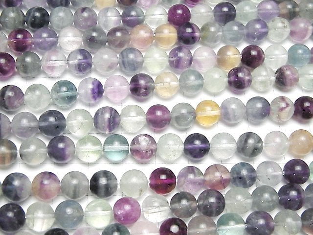 [Video] Multicolor Fluorite AA++ Round 8mm 1strand beads (aprx.15inch/37cm)