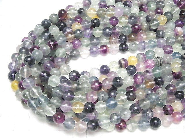 [Video] Multicolor Fluorite AA++ Round 8mm 1strand beads (aprx.15inch/37cm)