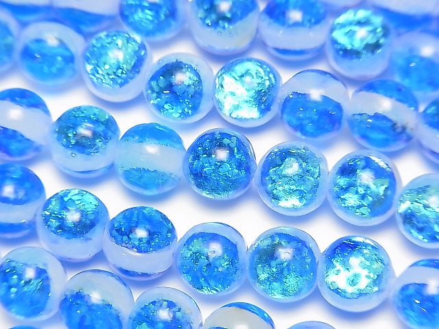 [Video] Lampwork Beads Round 8mm [Miyako Marine/Luminous type] 1/4 or 1strand beads (aprx.15inch/38cm)