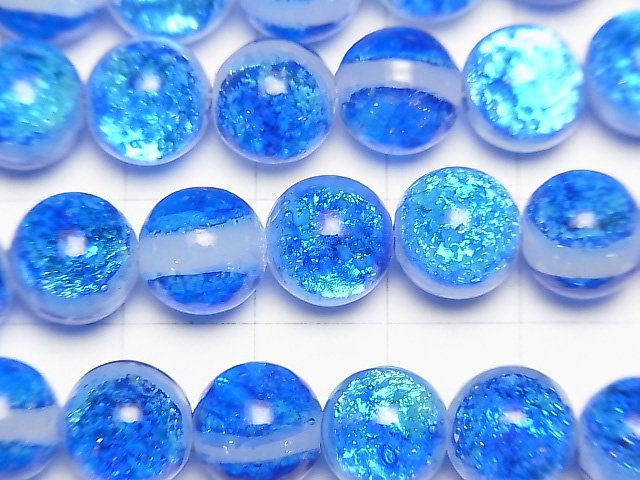 [Video] Lampwork Beads Round 10mm [Miyako Marine/Luminous type] 1/4 or 1strand beads (aprx.15inch/36cm)