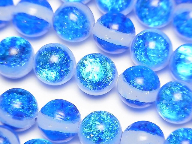 [Video] Lampwork Beads Round 12mm [Miyako Marine/Luminous type] 1/4 or 1strand beads (aprx.15inch/38cm)