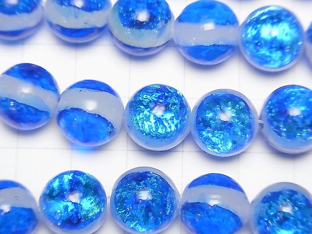 [Video] Lampwork Beads Round 12mm [Miyako Marine/Luminous type] 1/4 or 1strand beads (aprx.15inch/38cm)